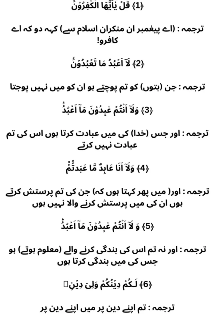 surah kafiroon ka tarjuma